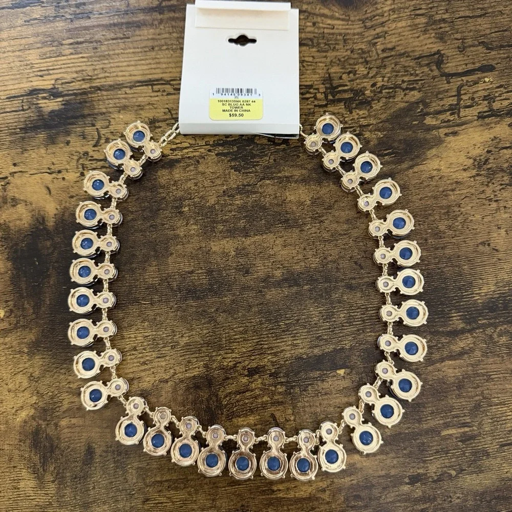 CLASSY ON 34th Two Tone Blue Stone Necklace/Bib 16